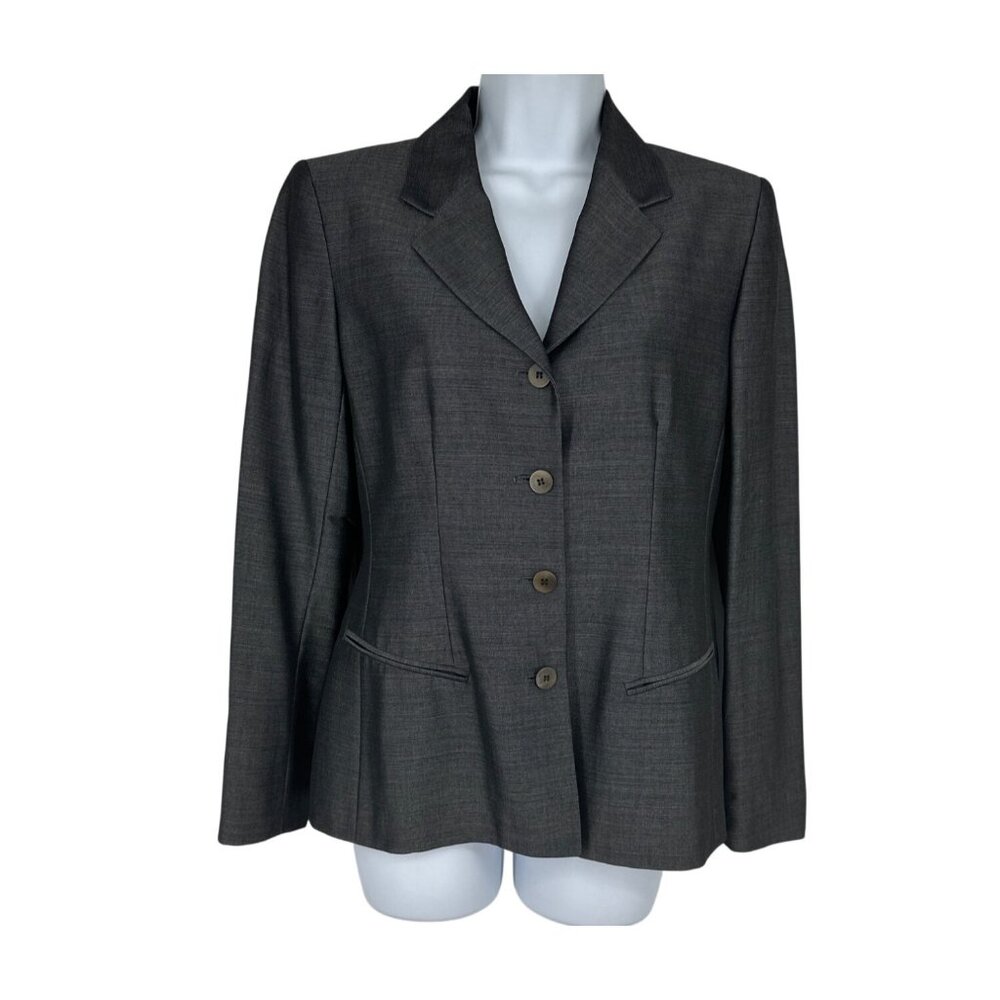 Vintage Anne Klein Gray Women's Button Front Blazer Women's Size 4